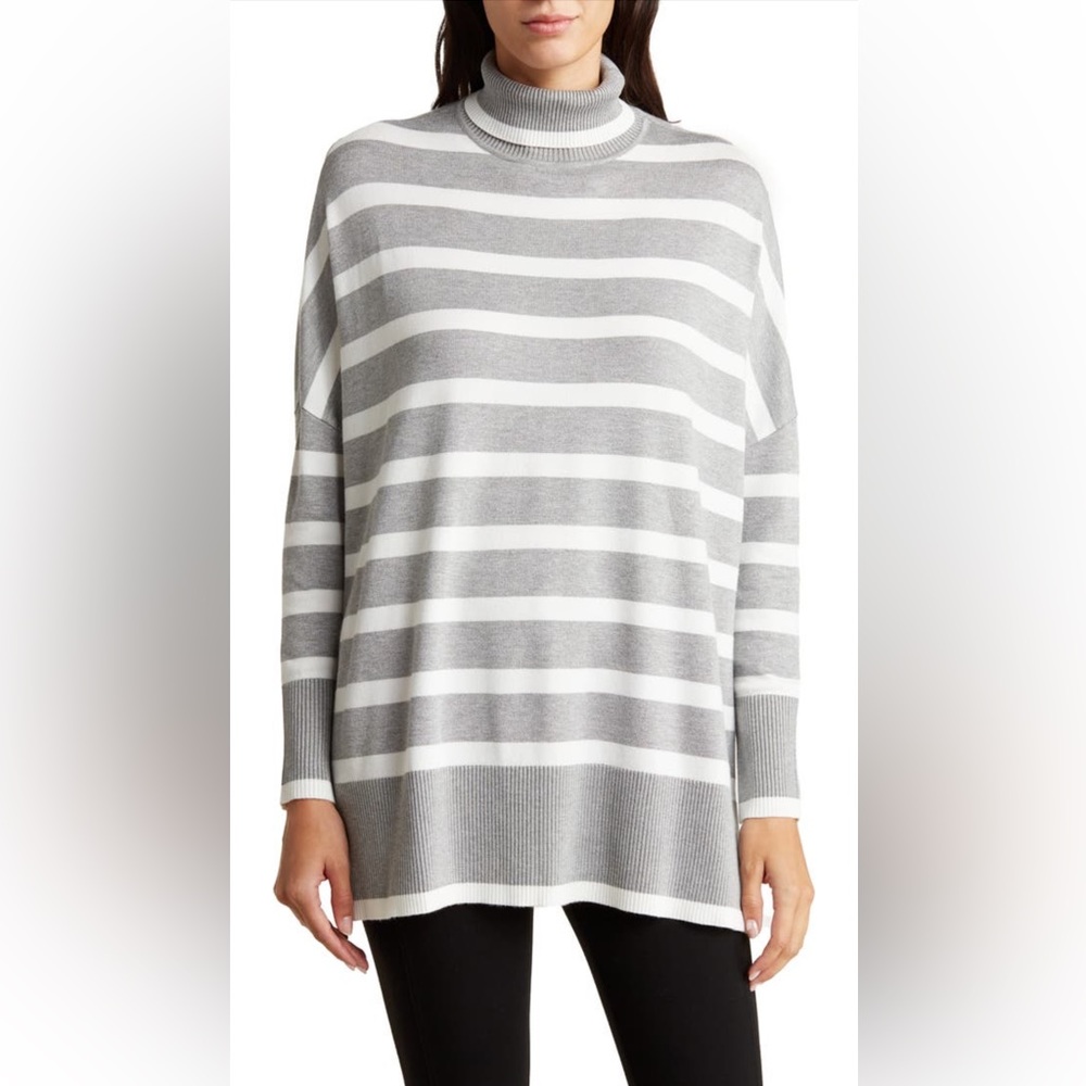 NWT Adrianna Papell Stripe Turtleneck Sweater, Sz L